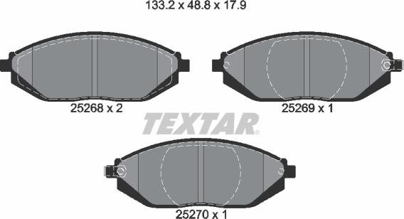 Textar 2526801 - Тормозные колодки, дисковые, комплект autosila-amz.com
