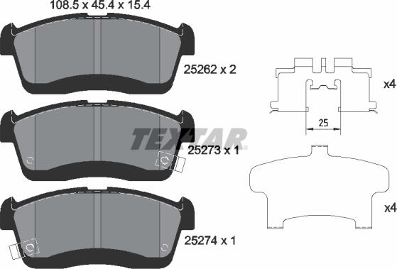 Textar 2526201 - Тормозные колодки, дисковые, комплект autosila-amz.com