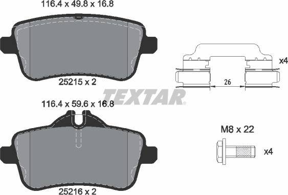 Textar 2521509 - Тормозные колодки, дисковые, комплект autosila-amz.com