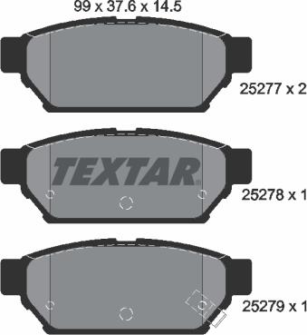 Textar 2527701 - Тормозные колодки, дисковые, комплект autosila-amz.com