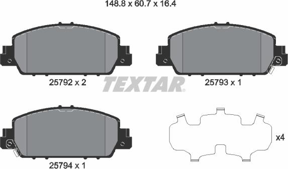 Textar 2579201 - Тормозные колодки, дисковые, комплект autosila-amz.com