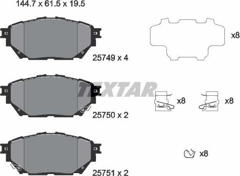 Textar 2574901 - Тормозные колодки, дисковые, комплект autosila-amz.com