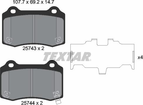 Textar 2574301 - Тормозные колодки, дисковые, комплект autosila-amz.com