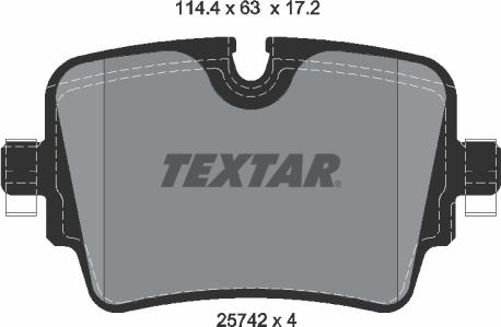 Textar 2574201 - Тормозные колодки, дисковые, комплект autosila-amz.com