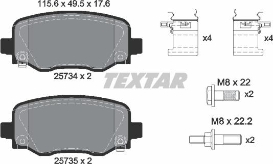 Textar 2573401 - Тормозные колодки, дисковые, комплект autosila-amz.com