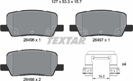 Textar 2649601 - Тормозные колодки, дисковые, комплект autosila-amz.com