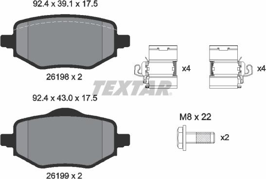 Textar 2619801 - Тормозные колодки, дисковые, комплект autosila-amz.com