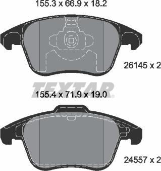 Textar 2614501 - Тормозные колодки, дисковые, комплект autosila-amz.com