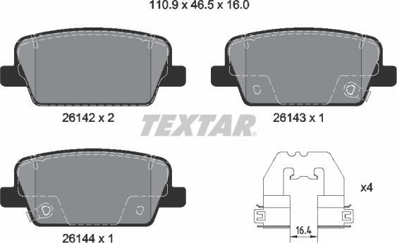 Textar 2614201 - Тормозные колодки, дисковые, комплект autosila-amz.com