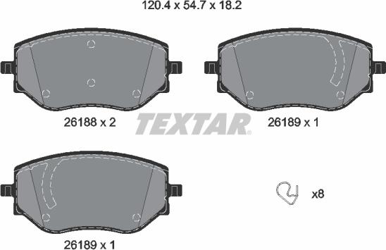 Textar 2618801 - Тормозные колодки, дисковые, комплект autosila-amz.com