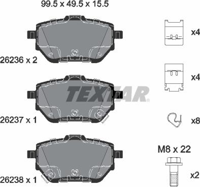 Textar 2623601 - Тормозные колодки, дисковые, комплект autosila-amz.com