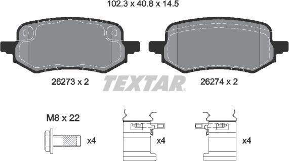 Textar 2627301 - Тормозные колодки, дисковые, комплект autosila-amz.com