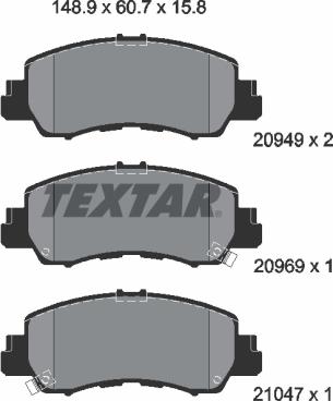 Textar 2094901 - Тормозные колодки, дисковые, комплект autosila-amz.com