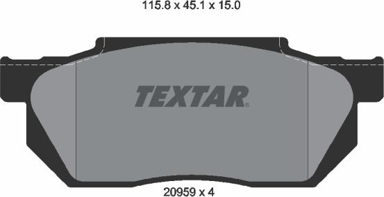 Textar 2095901 - Тормозные колодки, дисковые, комплект autosila-amz.com