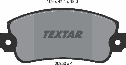 Textar 2095005 - Тормозные колодки, дисковые, комплект autosila-amz.com