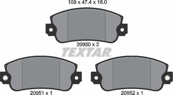 Textar 2095006 - Тормозные колодки, дисковые, комплект autosila-amz.com