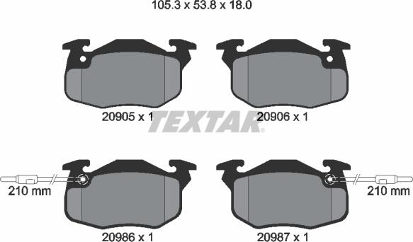 Textar 2090506 - Тормозные колодки, дисковые, комплект autosila-amz.com