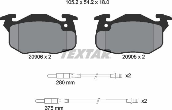 Textar 2090604 - Тормозные колодки, дисковые, комплект autosila-amz.com