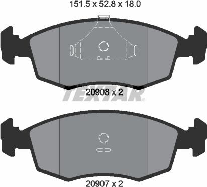 Textar 2090802 - Тормозные колодки, дисковые, комплект autosila-amz.com