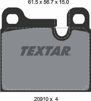 Textar 2091001 - Тормозные колодки, дисковые, комплект autosila-amz.com