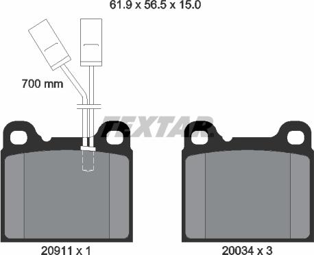 Textar 2091101 - Тормозные колодки, дисковые, комплект autosila-amz.com