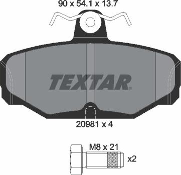 Textar 2098101 - Тормозные колодки, дисковые, комплект autosila-amz.com