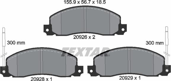 Textar 2092602 - Тормозные колодки, дисковые, комплект autosila-amz.com