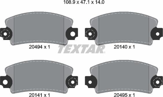 Textar 2049401 - Тормозные колодки, дисковые, комплект autosila-amz.com