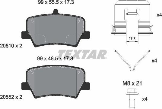 Textar 2051001 - Тормозные колодки, дисковые, комплект autosila-amz.com