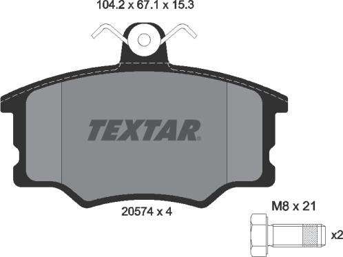 Textar 2057401 - Тормозные колодки, дисковые, комплект autosila-amz.com