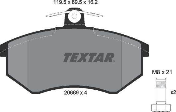 Textar 2066904 - Тормозные колодки, дисковые, комплект autosila-amz.com