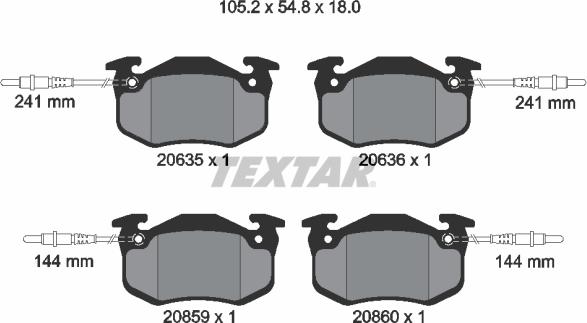 Textar 2063503 - Тормозные колодки, дисковые, комплект autosila-amz.com