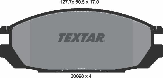 Textar 2009801 - Тормозные колодки, дисковые, комплект autosila-amz.com