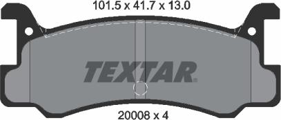 Textar 2000801 - Тормозные колодки, дисковые, комплект autosila-amz.com