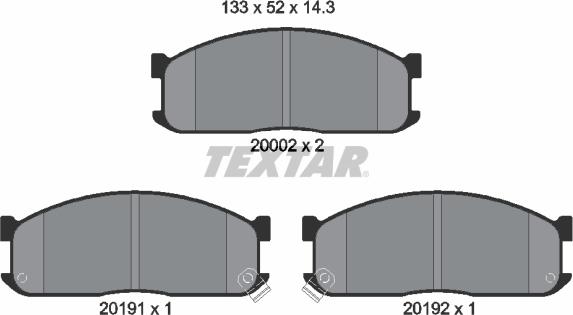 Textar 2000201 - Тормозные колодки, дисковые, комплект autosila-amz.com