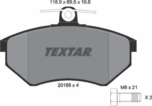 Textar 2016804 - Тормозные колодки, дисковые, комплект autosila-amz.com