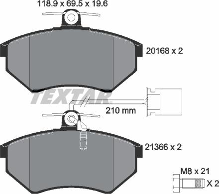 Textar 2016805 - Тормозные колодки, дисковые, комплект autosila-amz.com