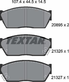 Textar 2089502 - Тормозные колодки, дисковые, комплект autosila-amz.com