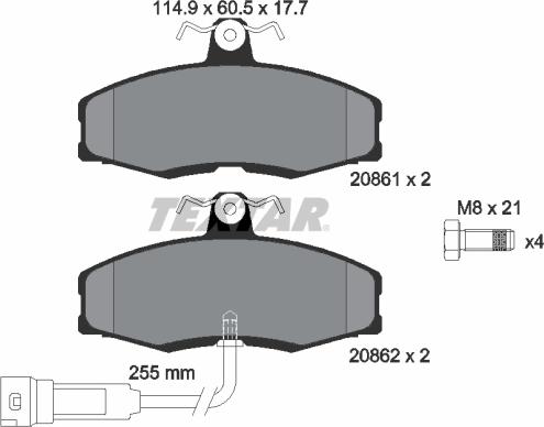 Textar 2086109 - Тормозные колодки, дисковые, комплект autosila-amz.com