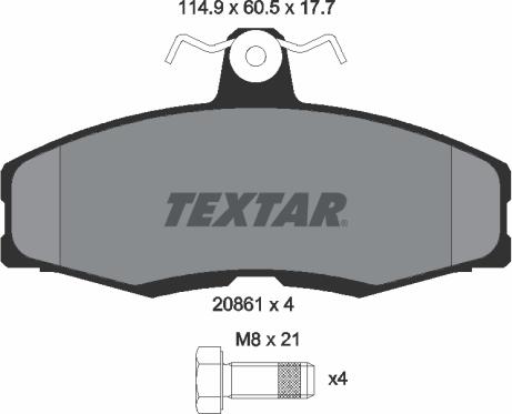 Textar 2086105 - Тормозные колодки, дисковые, комплект autosila-amz.com