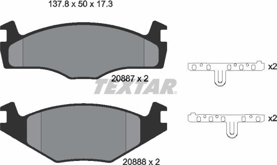 Textar 2088708 - Тормозные колодки, дисковые, комплект autosila-amz.com