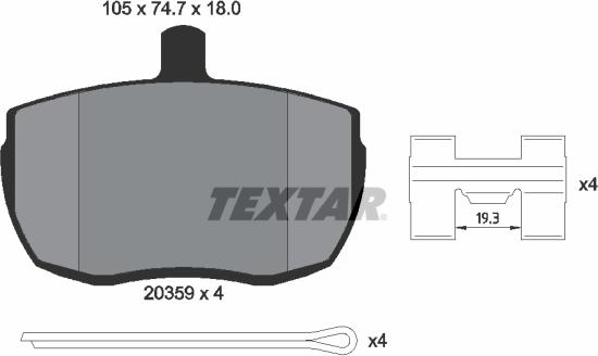 Textar 2035908 - Тормозные колодки, дисковые, комплект autosila-amz.com