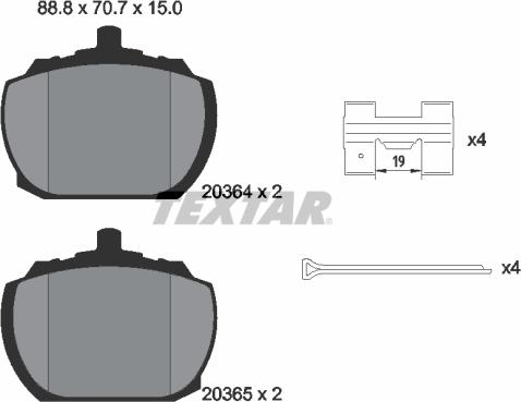 Textar 2036404 - Тормозные колодки, дисковые, комплект autosila-amz.com