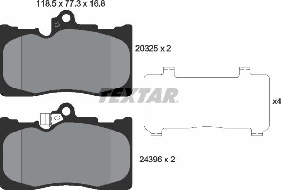 Textar 2032501 - Тормозные колодки, дисковые, комплект autosila-amz.com