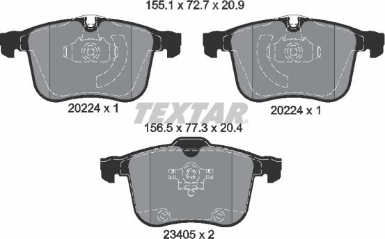 Textar 2022401 - Тормозные колодки, дисковые, комплект autosila-amz.com