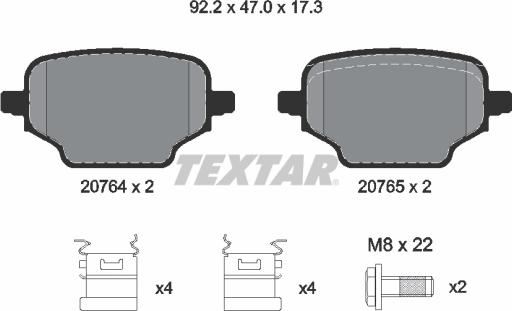 Textar 2076401 - Тормозные колодки, дисковые, комплект autosila-amz.com