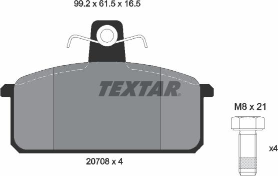 Textar 2070803 - Тормозные колодки, дисковые, комплект autosila-amz.com