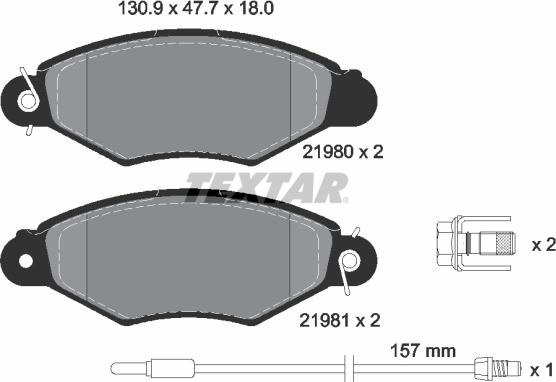 Textar 2198003 - Тормозные колодки, дисковые, комплект autosila-amz.com