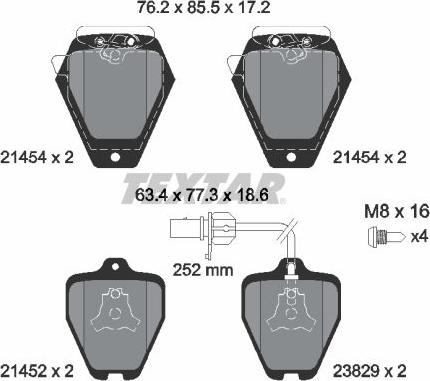 Textar 2145401 - Колодки тормозные дисковые компл. A4 (8D2, B5),A4 Avant (8D5, B5),A4 Saloon (8D2, B5),A4 Stufenheck autosila-amz.com