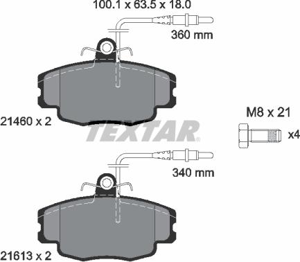 Textar 2146002 - Тормозные колодки, дисковые, комплект autosila-amz.com